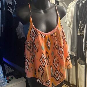 Bella Dahl Orange Geometric Camisole
